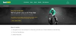 Epsom Derby Day Offer - No Deposit £5 Free Bet for All Customers